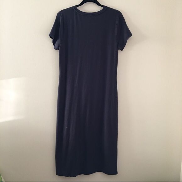 Garnet Hill Navy Blue Short Sleeve Adjustable Drawstring Cinch Dress | Medium - Picture 6 of 8